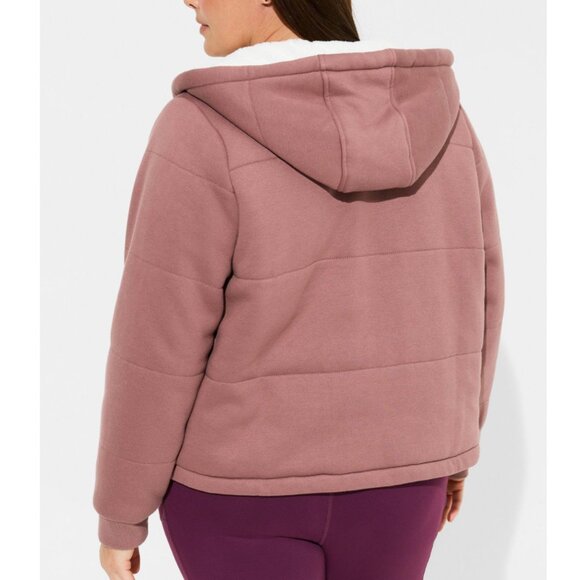 NWT Torrid 2 Rose Taupe Fleece Fur Lined Bomber 2X 18 20 - Picture 4 of 9